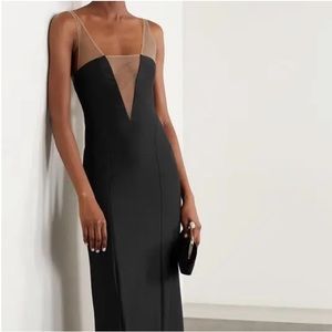 Galvan London Blade Tulle-Paneled Satin-Jersey Midi Dress